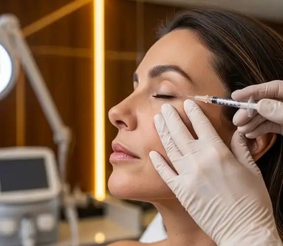 Aplicação de botox para corrigir pé de galinha (glabela)